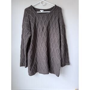 Pure Jill Cable Knit Sweater Dress Cozy Chunky Cable Knit Size L Brown